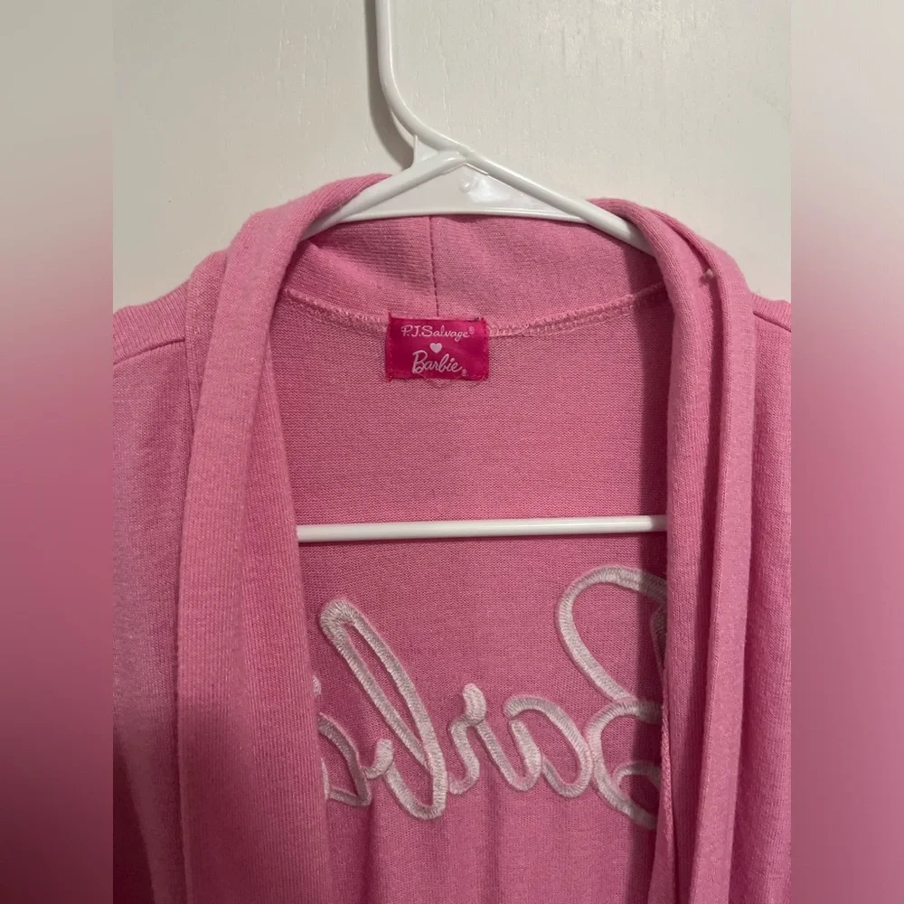 PJ Salvage BARBIE Soft‎ Robe Pink Women’s Size M Open Front Short - Picture 5 of 7
